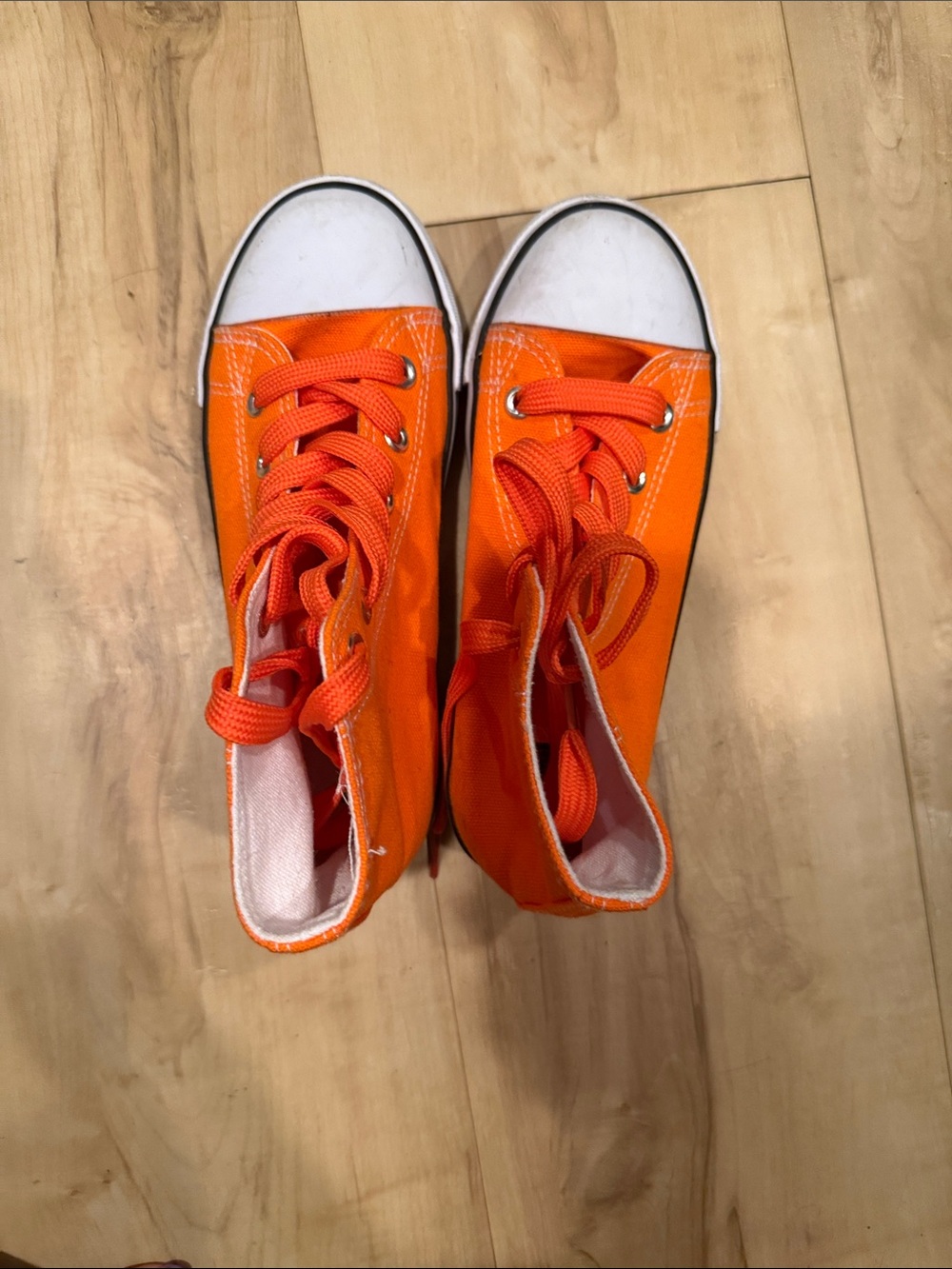Kids Orange High-Top Sneakers - Classic Canvas Style